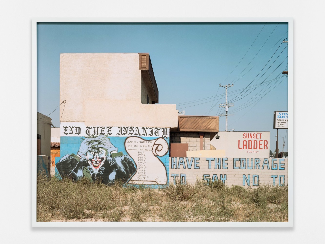 Catherine Opie
End Thee Insanity, 1989
1989/2024
Pigment print
31 x 38 1/2 x 2 inches (78.7 x 97.8 x 5.1 cm)