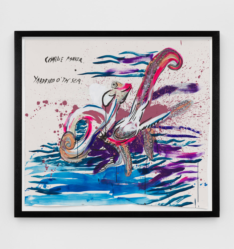 Raymond Pettibon
No Title (Charlie Parker. Yardbird)
2020
Ink on paper
Artwork Dimensions:
47 x 52 inches (119.4 x 132.1 cm)
Framed Dimensions:
49 3/4 x 54 1/2 x 2 inches (126.4 x 138.4 x 5.1 cm)

$100,000