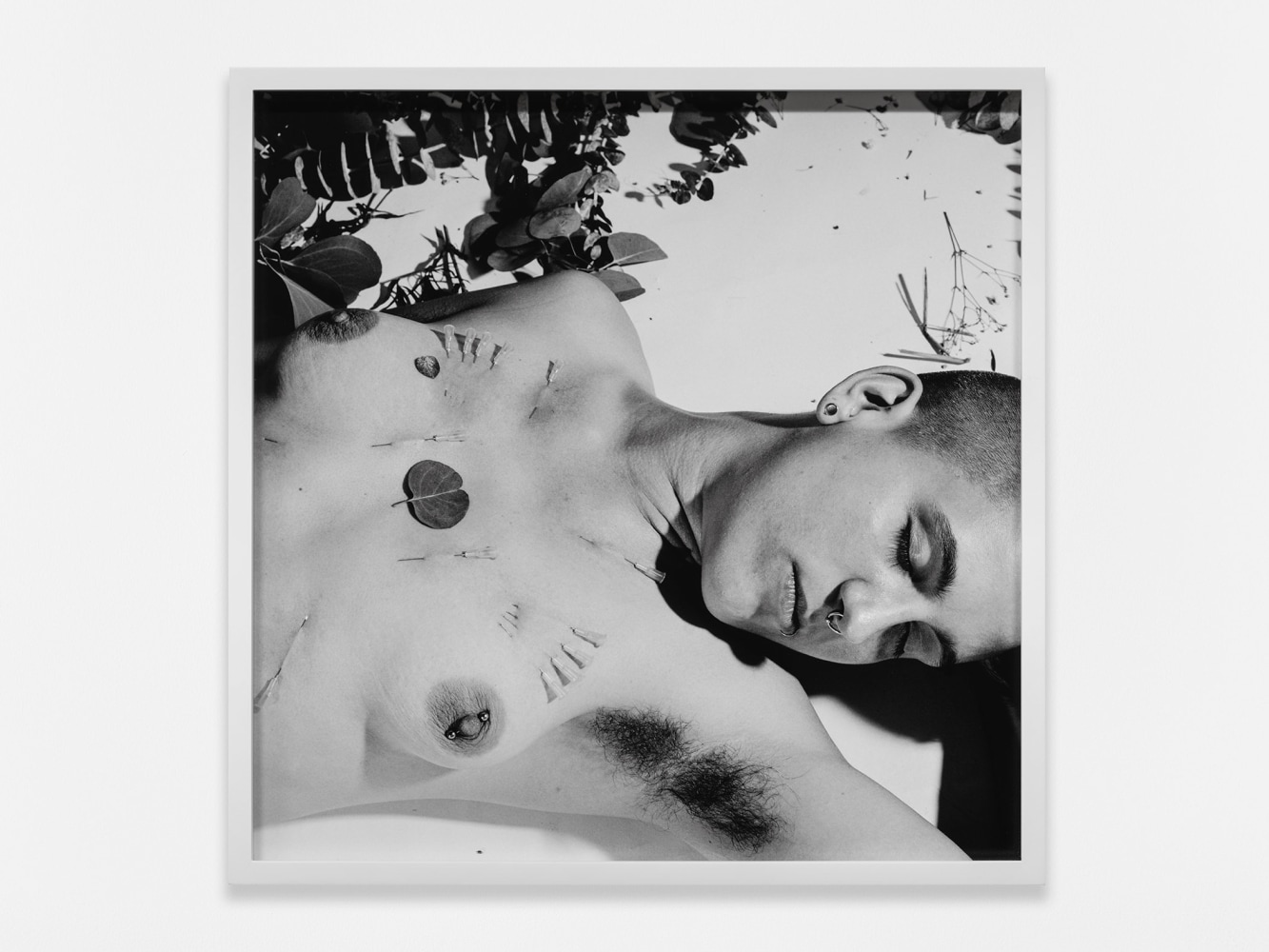 Catherine Opie
Ian needles and flowers, 1993
1993/2024
Pigment print
16 1/2 x 16 1/2 x 1 1/2 inches (41.9 x 41.9 x 3.8 cm)