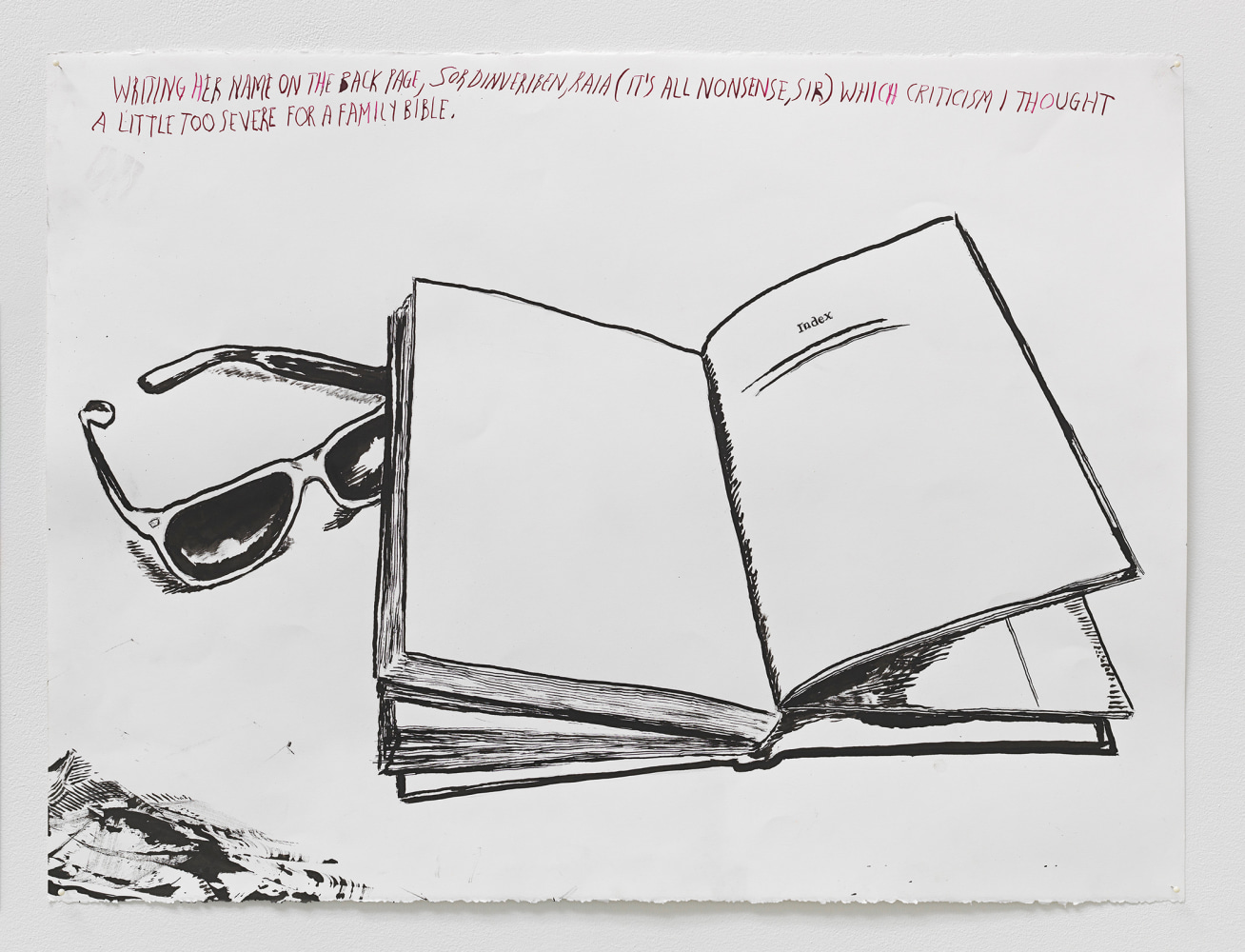 Raymond Pettibon
No Title (Writing her name)
2015
Pen and ink on paper
22 1/2 x 30 inches (57.2 x 76.2 cm)