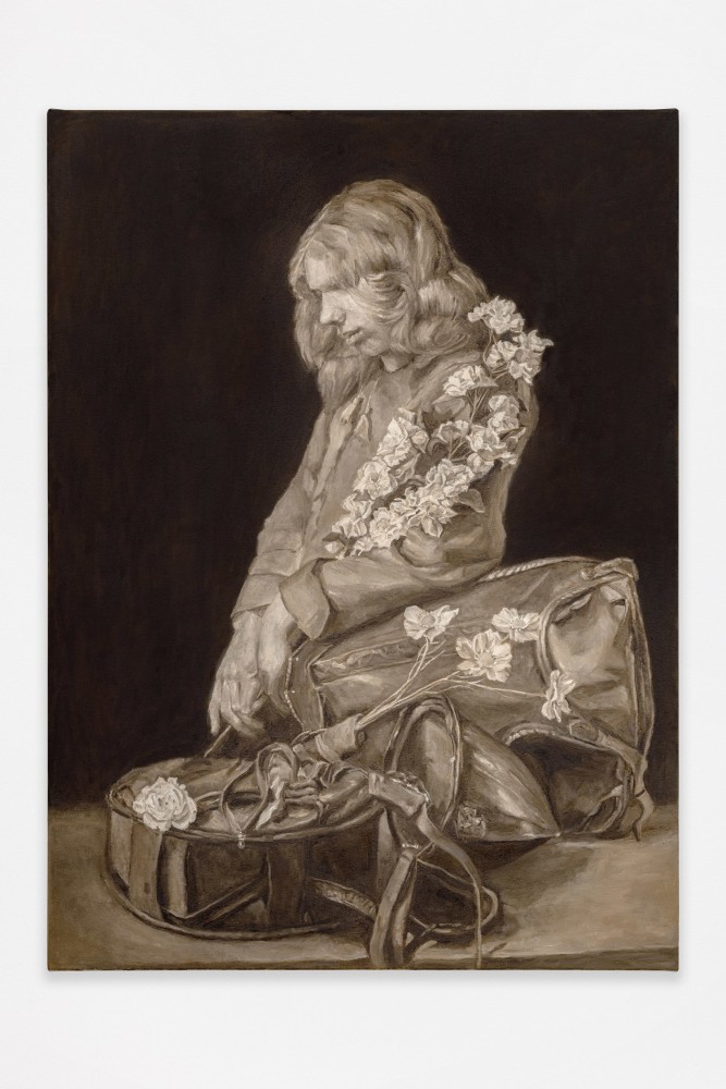 Gillian Wearing
Young soldier with weapons removed after Frans Hals Junior
2023
Oil on canvas
44 3/4 x 32 3/4 x 1 3/8 inches (114 x 83.2 x 3.5 cm)