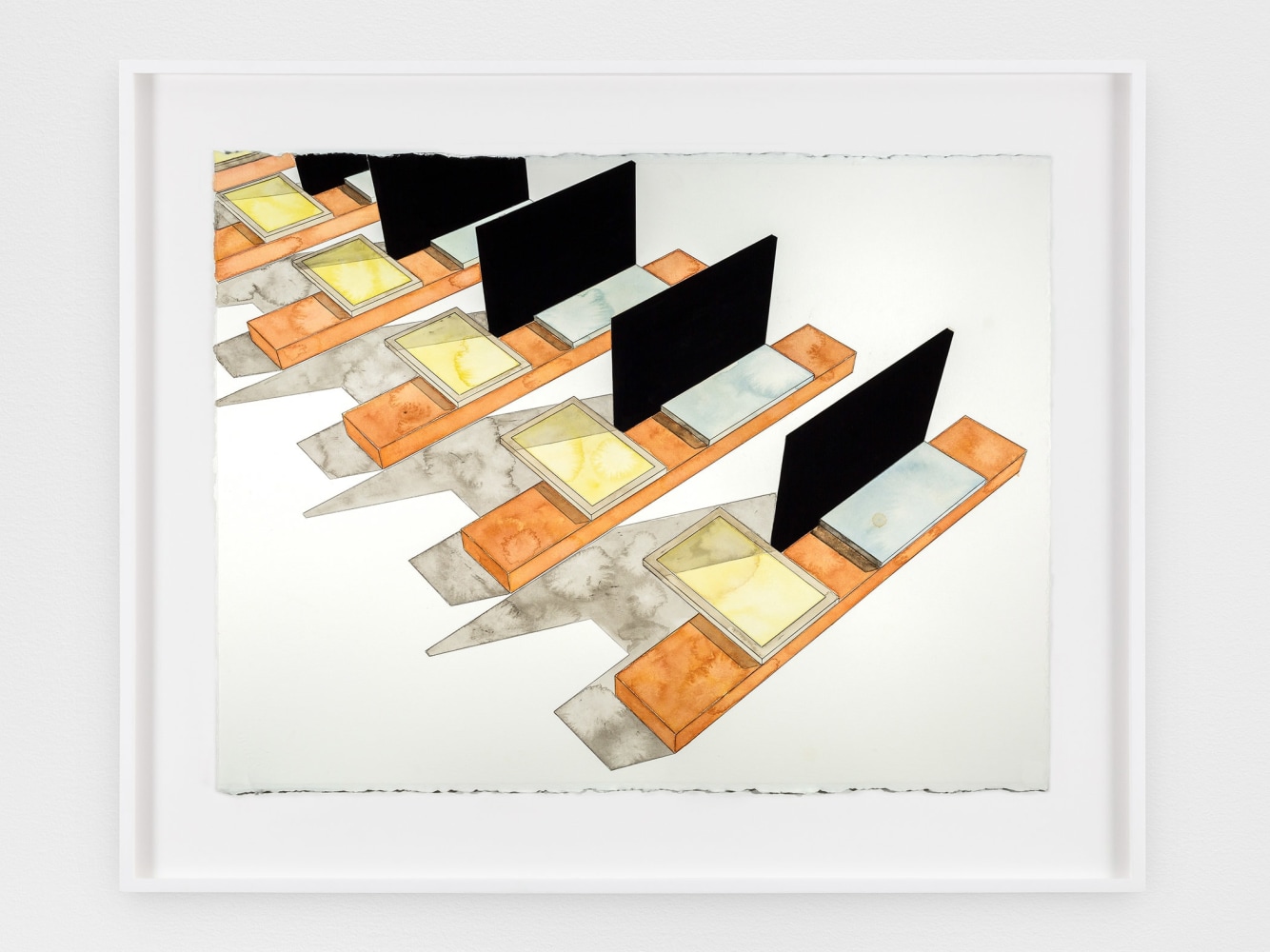 Andrea Zittel
Study for Bench Sequence #2
2019
Watercolor and gouache on paper
Paper Dimensions:&amp;nbsp;22 5/8 x 30 inches (57.5 x 76.2 cm)
Framed Dimensions:&amp;nbsp;30 1/8 x 37 1/8 x 1 1/2 inches (76.5 x 94.3 x 3.8 cm)
$30,000