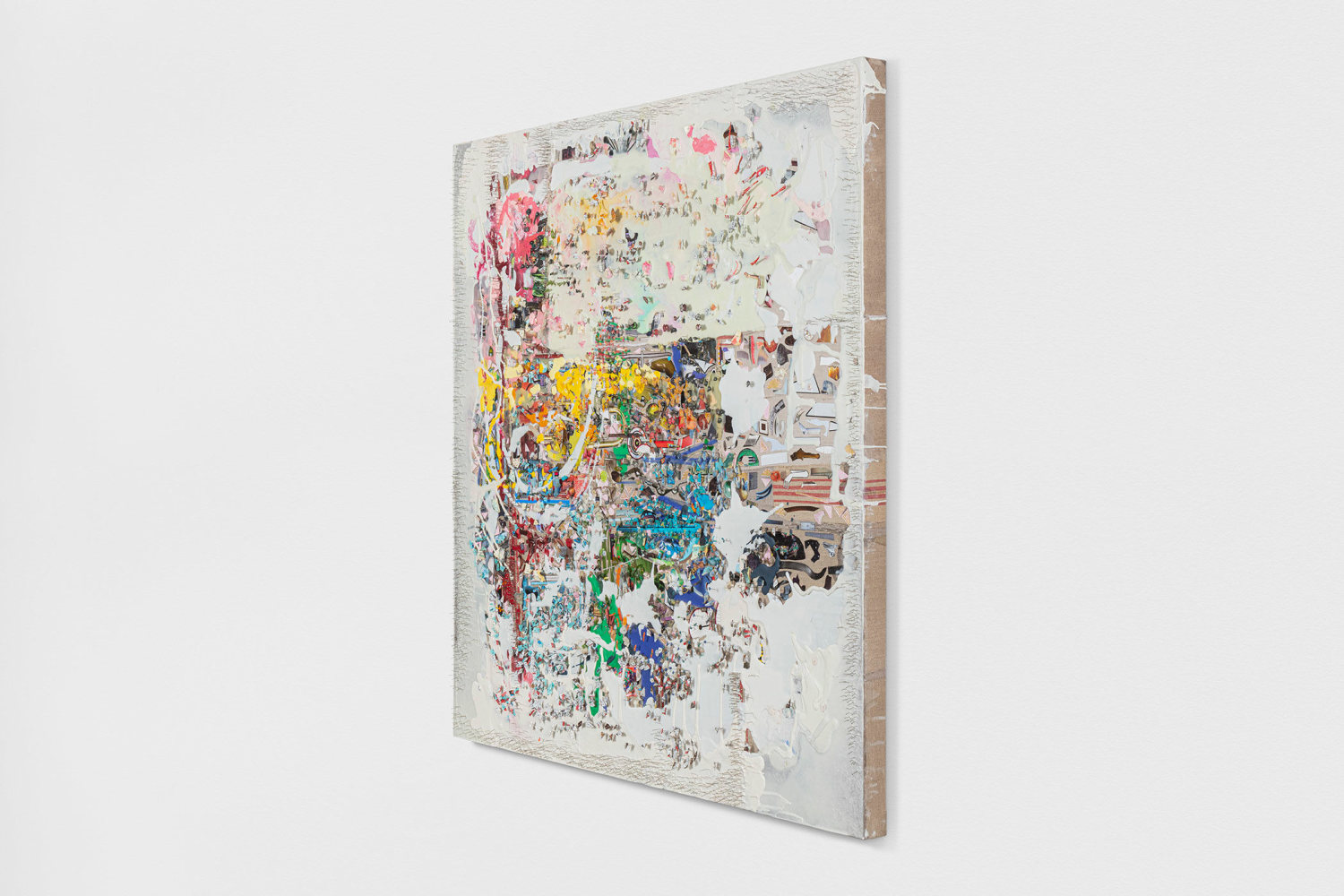 Elliott Hundley
Target
2020
Oil stick, encaustic, paper, fabric, plastic, photographs and pins on linen over panel
48 1/2 x 48 3/4 x 4 inches (123.2 x 123.8 x 10.2 cm)