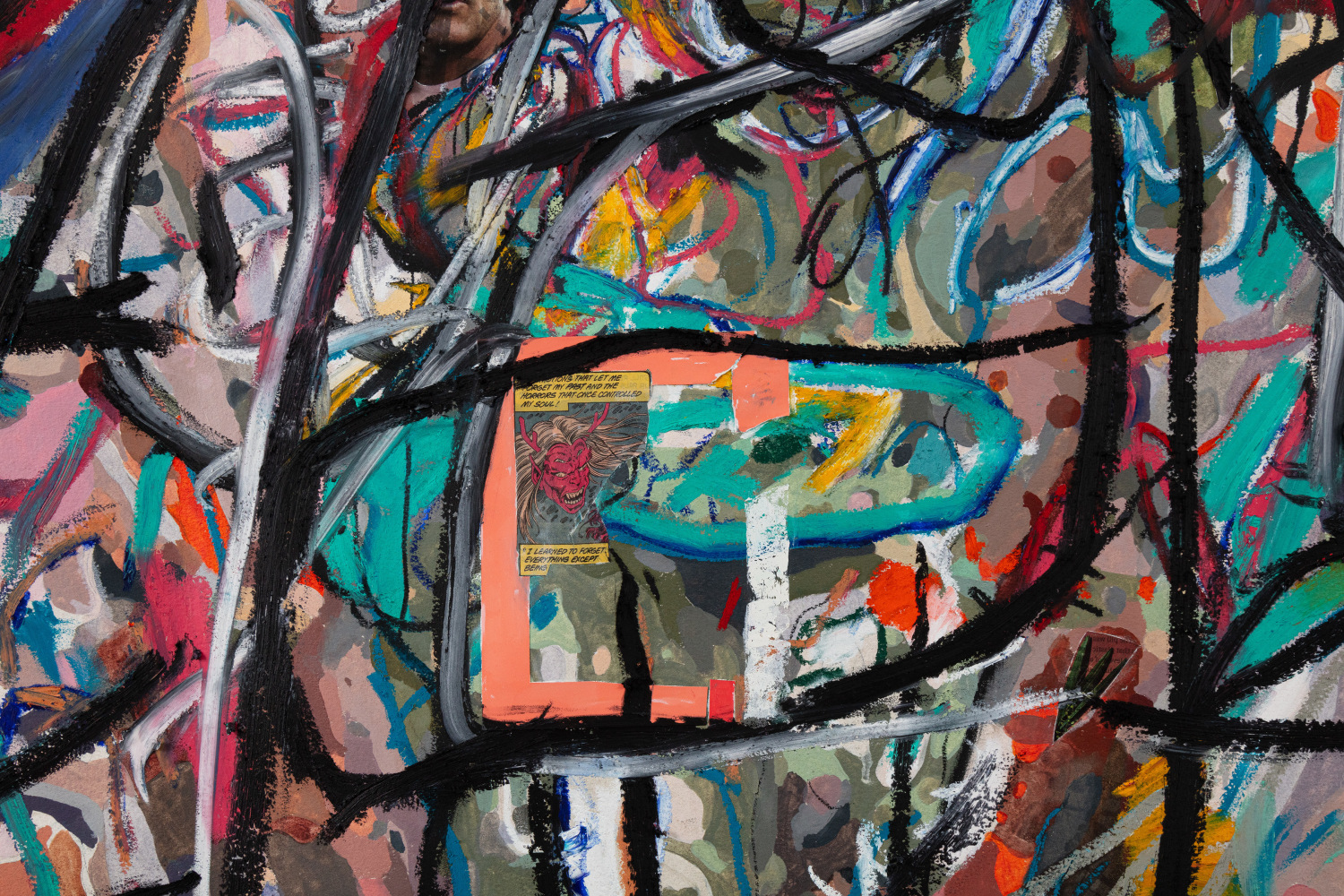 Elliott Hundley
10.1.20.1&amp;nbsp;(detail)
2020
Oil, oil stick, graphite, and collage on paper
60 x 86 3/4 inches (152.4 x 220.3 cm)
$60,000