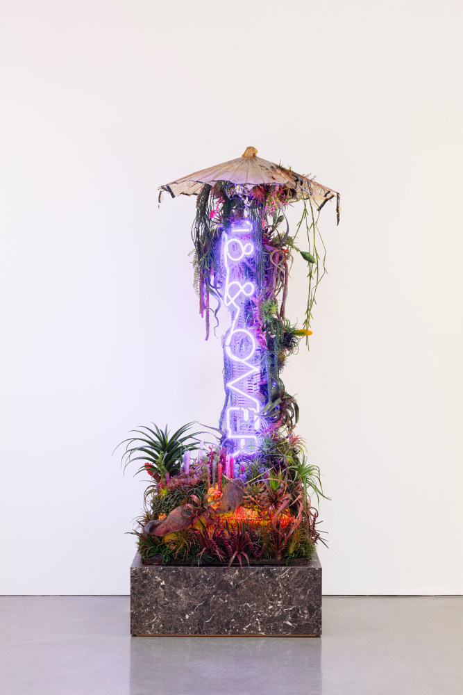 Max Hooper Schneider
18 &amp;amp; Over
2021
Modeled habitat, vintage neon sign, custom wood laminate base
Artwork Dimensions:
76 3/4 x 29 3/8 x 19 3/4 inches (194.9 x 74.6 x 50.2 cm)
Wood Base:
13 x 34 x 24 inches (33 x 86.4 x 61 cm)

DOUBLE CLICK IMAGE FOR MORE VIEWS