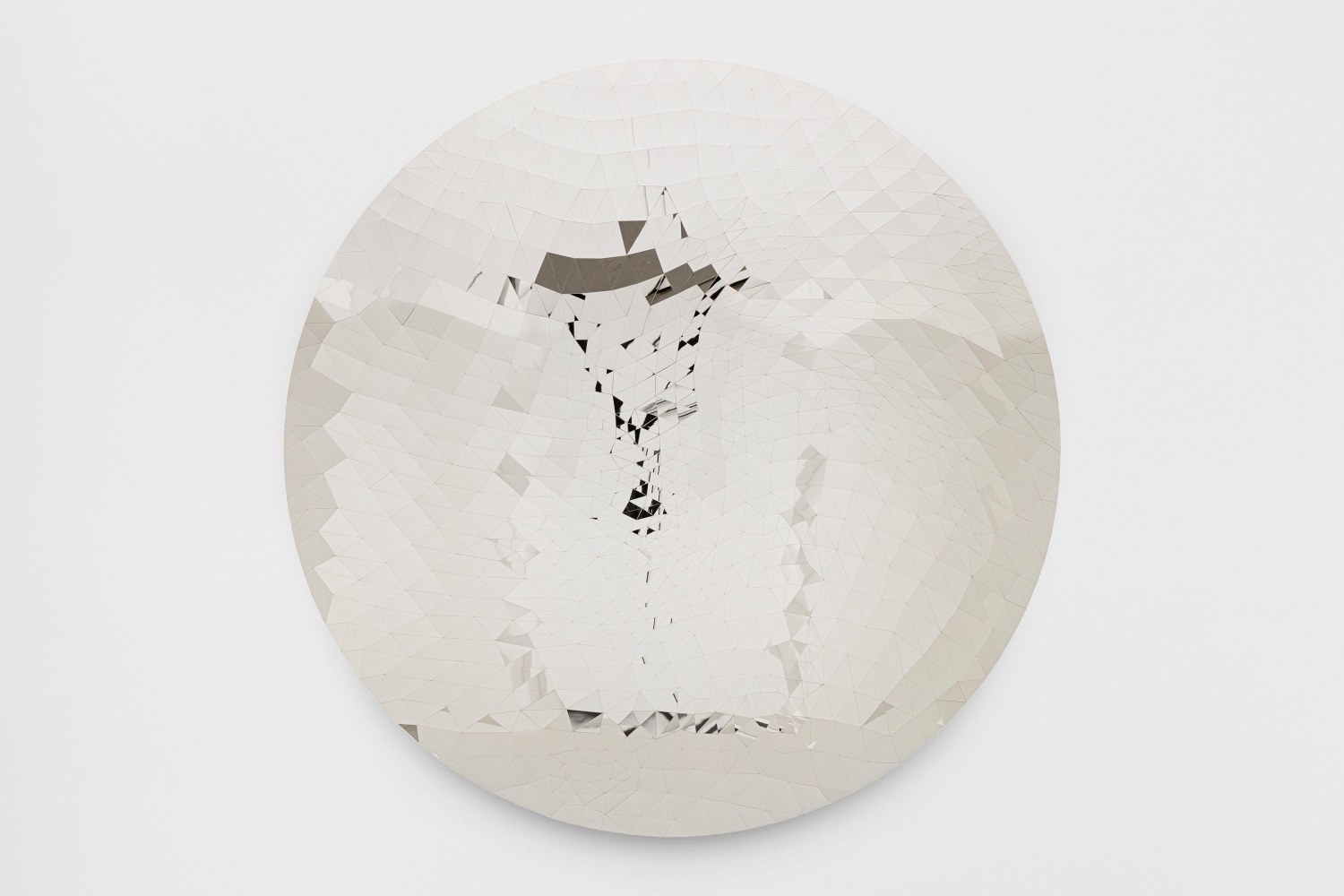Anish Kapoor
Random Triangle Mirror
2014
Stainless steel and resin
59 x 59 x 7 5/8 inches (150 x 150 x 19.5 cm)

&amp;pound;750,000
&amp;nbsp;

DOUBLE CLICK IMAGE FOR MORE VIEWS
