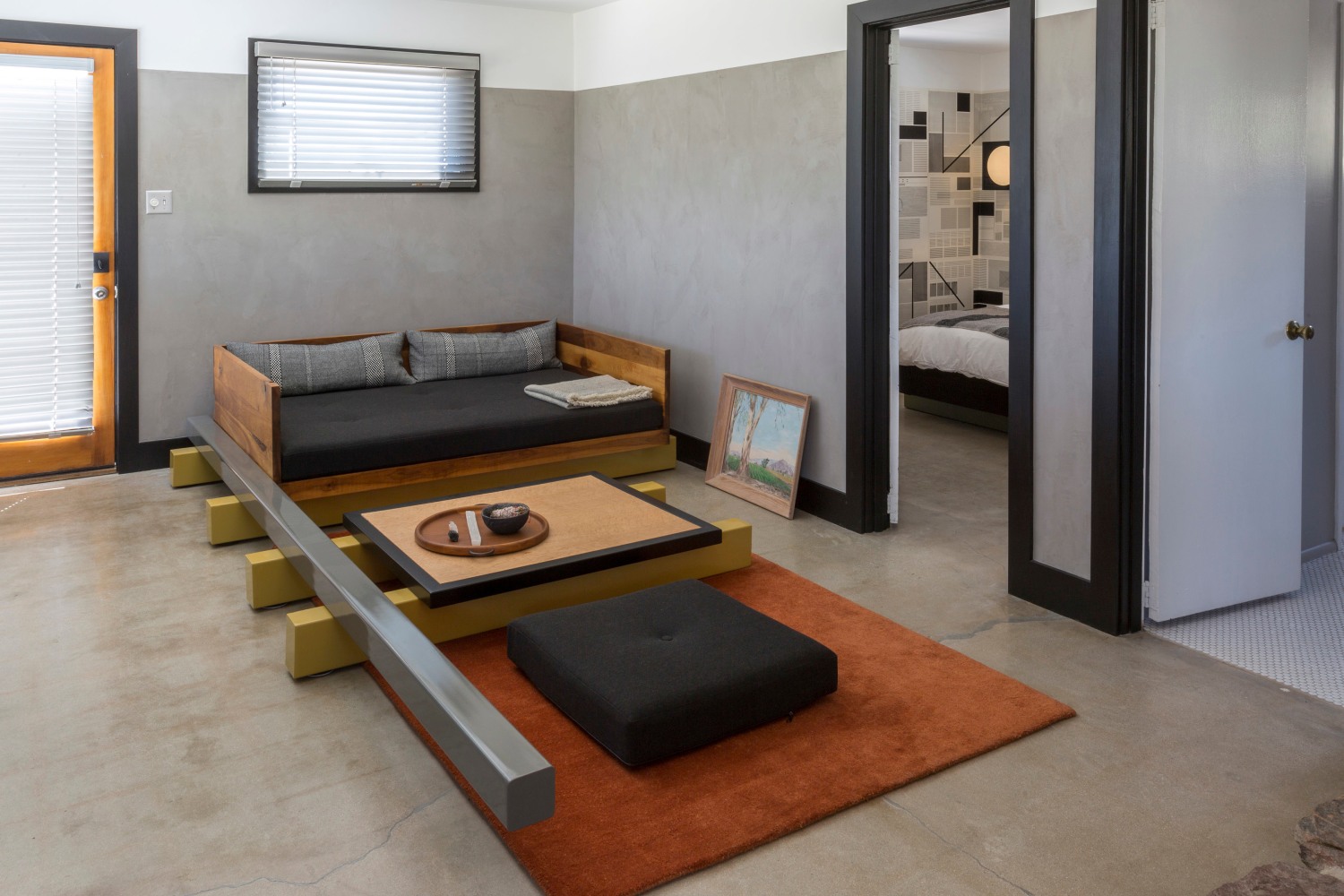 Linear Sequence (Customized for A-Z West Guest Cabin)

2020
powder-coated steel, tung oiled Birdseye Maple Plywood, brass, cushions, walnut, carpet
24-1/2 x 144-1/4 x 80 inches