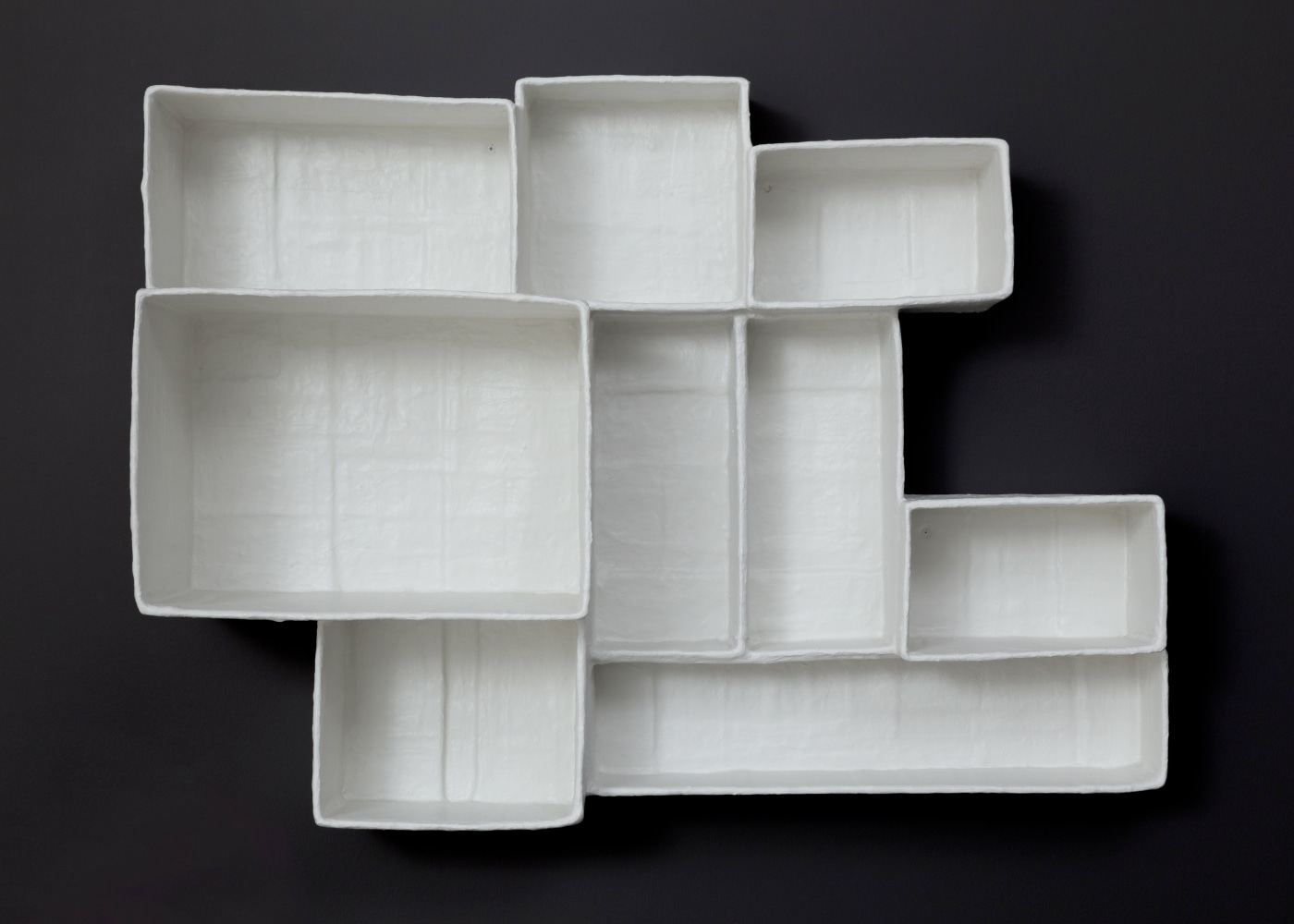 A-Z Aggregated Stacks
2015
Cardboard, plaster, gauze, paint
49 x 43 x 13 1/2 inches (124.5 x 109.2 x 34.3 cm)

CLICK IMAGE FOR MORE VIEWS
