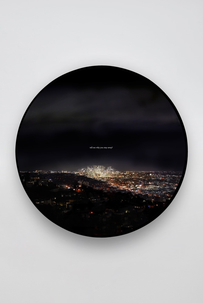 Doug Aitken
tell me why you stay away?: Aperture series
2020
Chromogenic transparency on acrylic in aluminum lightbox with LEDs
46 1/4 x 46 1/4 x 7 1/2 inches (117.5 x 117.5 x 19.1 cm)