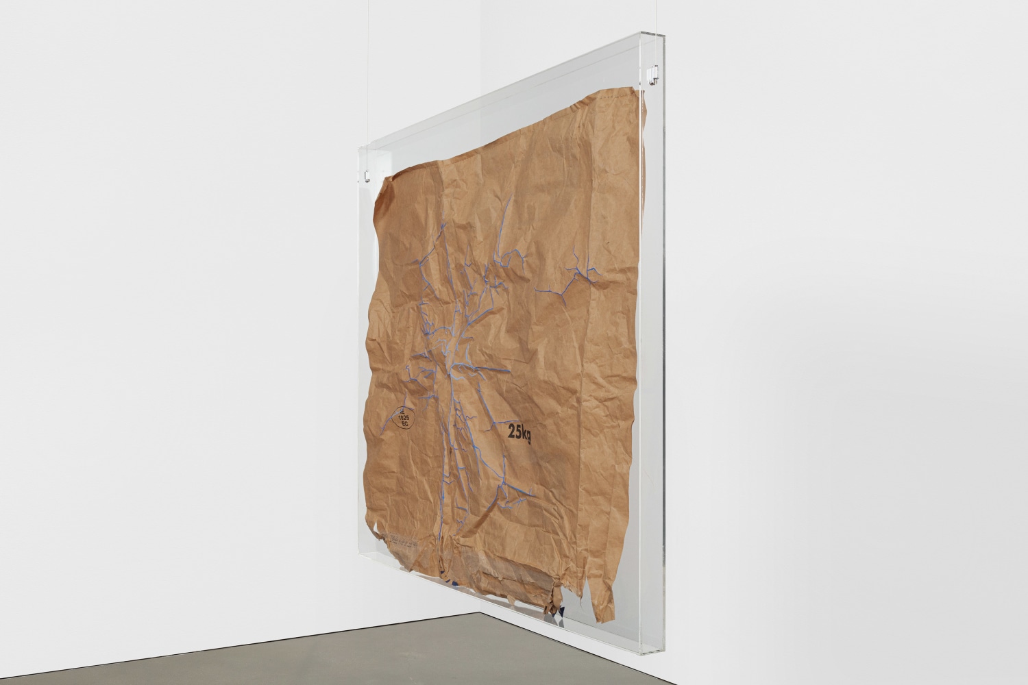 Kader Attia
Untitled
2020
Kraft paper with blue pigment framed in plexiglass box
39 3/8 x 43 1/4 x 1 1/4 inches (100 x 110 x 3 cm)