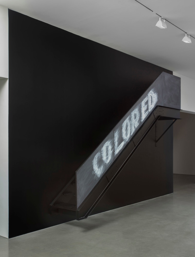 Gary Simmons
Balcony Seating Only
2017
Oil paint on aluminum, steel
Staircase Dimensions:
159 x 142 x 36 inches (396.2 x 487.7 x 76.2 cm)