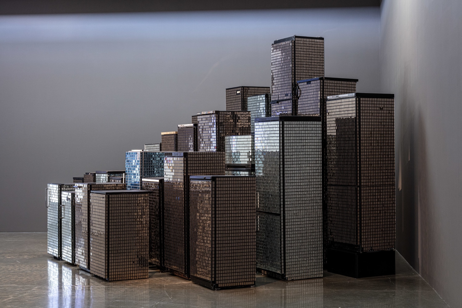 Kader Attia
Untitled (Skyline)
2007
Refrigerators, mirror fragments

Dimensions variable