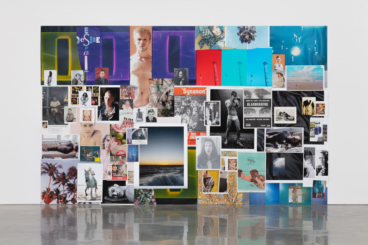 Jack Pierson
Wall installation
2021
C-prints, digital prints, posters, paper clips
120 x 204 inches (304.8 x 518.2 cm)