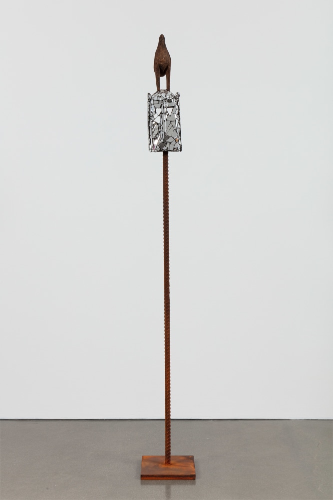 Kader Attia
Mirror Mask
2020
Wooden mask, mirror fragments, black pigment
Artwork Dimensions:
21 1/4 x 6 x 4 3/4 inches (54 x 15 x 12 cm)
Overall Dimensions:
80 x 10 x 10 inches (203.2 x 25.4 x 25.4 cm)

&amp;euro;70,000

DOUBLE CLICK IMAGE FOR MORE VIEWS