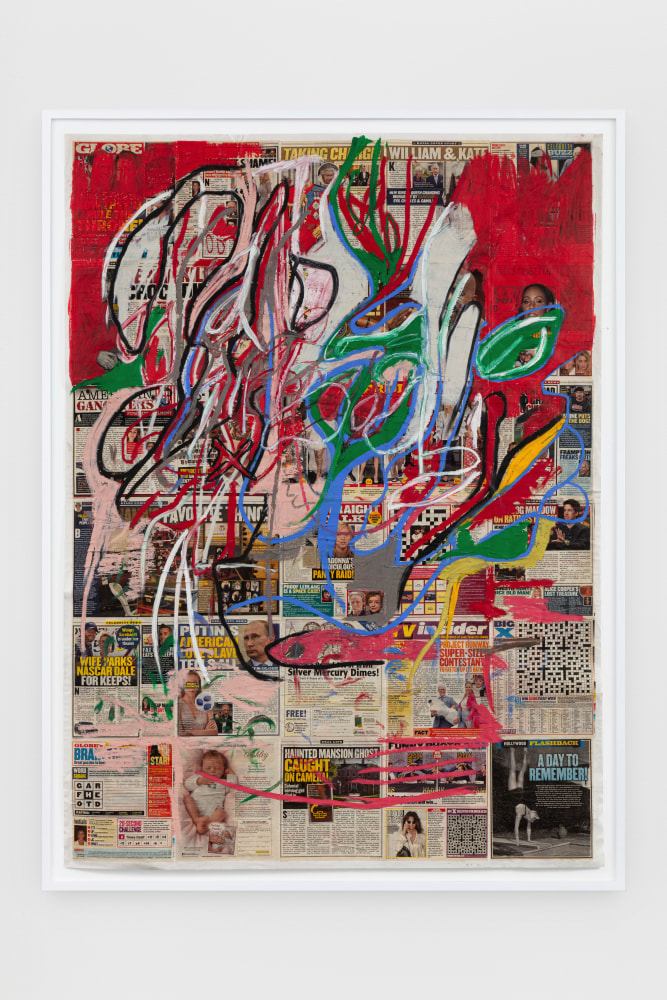 5.1.20.1
2020
Oil stick and collage on paper
Paper Dimensions:
64 x 46 7/8 inches (162.6 x 119.1 cm)
Framed Dimensions:
67 1/8 x 50 1/8 x 2 inches (170.5 x 127.3 x 5.1&amp;nbsp;cm)