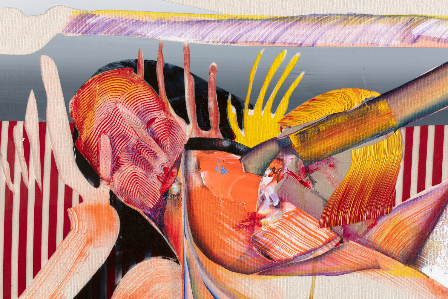 Christina Quarles
Always (Get Me Down)&amp;nbsp;(detail)
2021
Acrylic on canvas
66 x 62 x 2 inches (167.6 x 157.5 x 5.1 cm)
$150,000