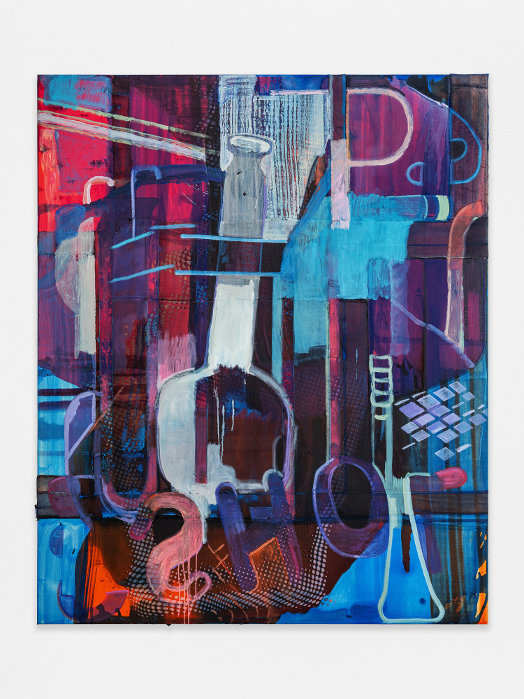 Alex Hubbard
Zwangwbegl&amp;uuml;cktertum
2024
Oil, urethane, resin, fiberglass pigment on canvas
78 1/4 x 64 x 1 1/2 inches (198.8 x 162.6 x 3.8 cm)