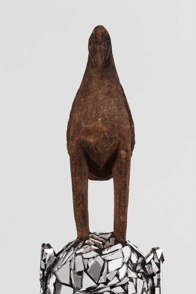 Kader Attia
Mirror Mask (detail)
2020
Wooden mask, mirror fragments, black pigment
Artwork Dimensions:
21 1/4 x 6 x 4 3/4 inches (54 x 15 x 12 cm)
Overall Dimensions:
80 x 10 x 10 inches (203.2 x 25.4 x 25.4 cm)