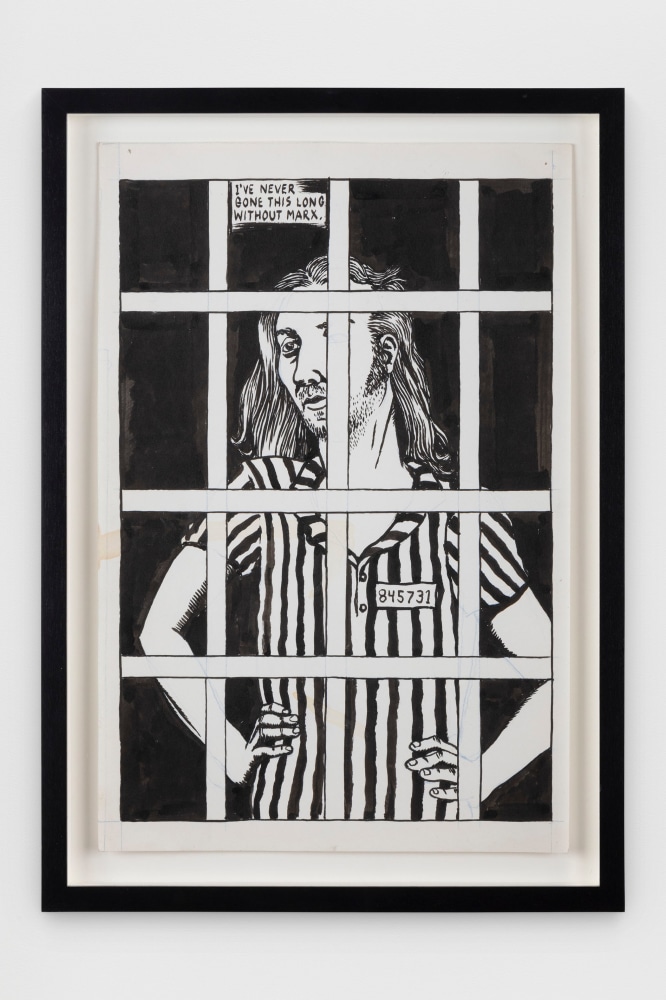 Raymond Pettibon
No Title (I&amp;#39;ve never gone)
1983
Pen and ink on paper
16 1/2 x 11 5/8 x 1 1/2 inches (41.9 x 29.5 x 3.8 cm)