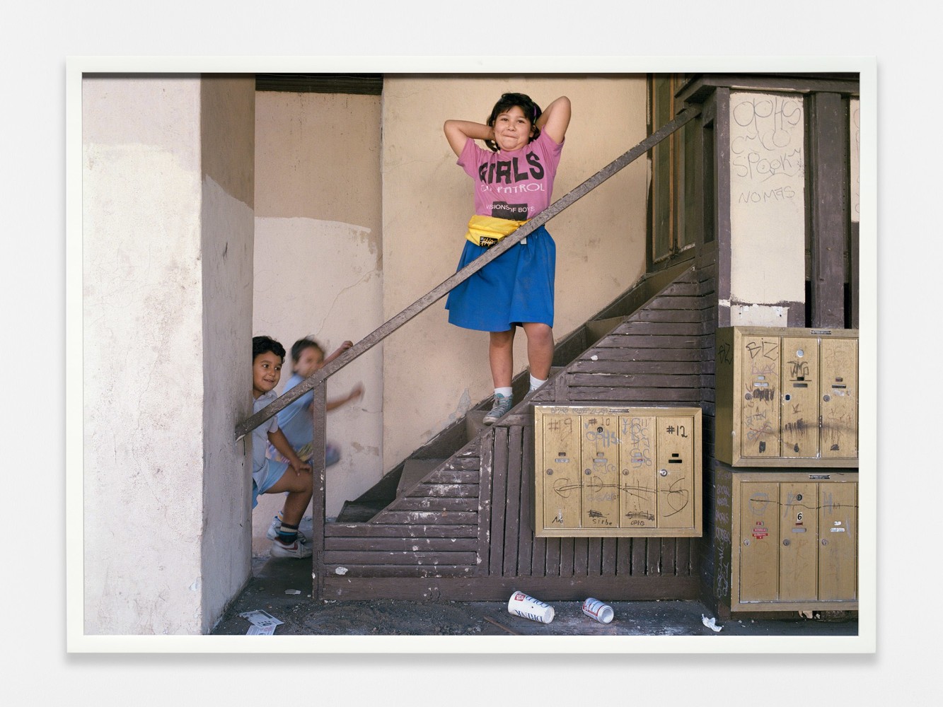 Catherine Opie
Girls on Patrol, 1989
1989/2024
Pigment print
16 1/2 x 22 1/2 x 1 1/2 inches (41.9 x 57.2 x 3.8 cm)