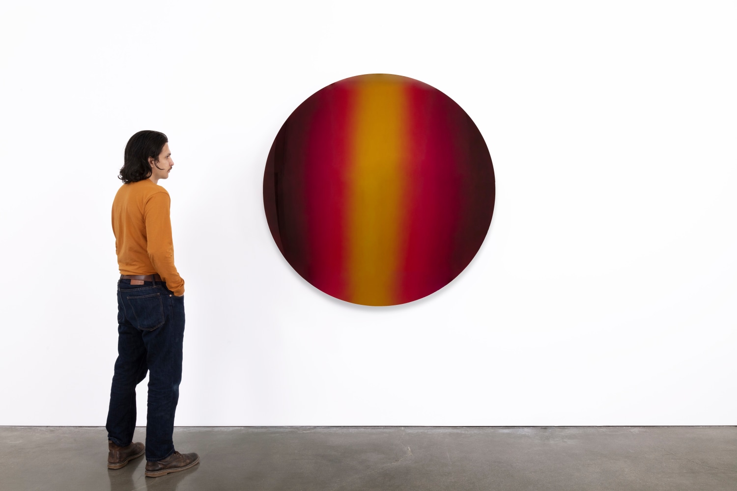 Anish Kapoor
Mirror (Black to Magenta to Yellow)
2019
Stainless steel and lacquer
53 x 53 x 6 1/2 inches (134.5 x 134.5 x 16.7 cm)
&amp;pound;650,000
&amp;nbsp;
