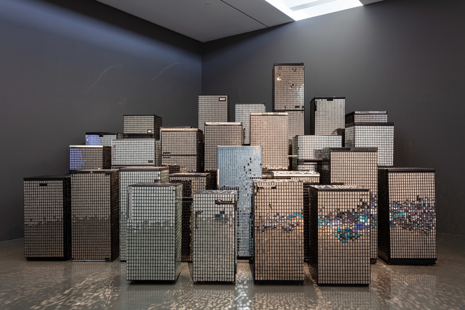Kader Attia
Untitled (Skyline)
2007
Refrigerators, mirror fragments

Dimensions variable

&amp;euro;175,000.00

DOUBLE CLICK IMAGE FOR MORE VIEWS