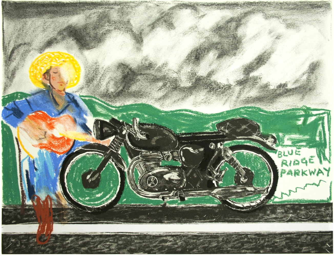 Erik Olson
Alabama to Asheville, 2020
Oil pastel on copper plate etching
BFK Rives&amp;nbsp;cotton satin paper, 300 gsm
12.8 x 16.7 in (32.5 x 42.5 cm) Image Size
16.9 x 20.9 in (43 x 53 cm) Paper Size