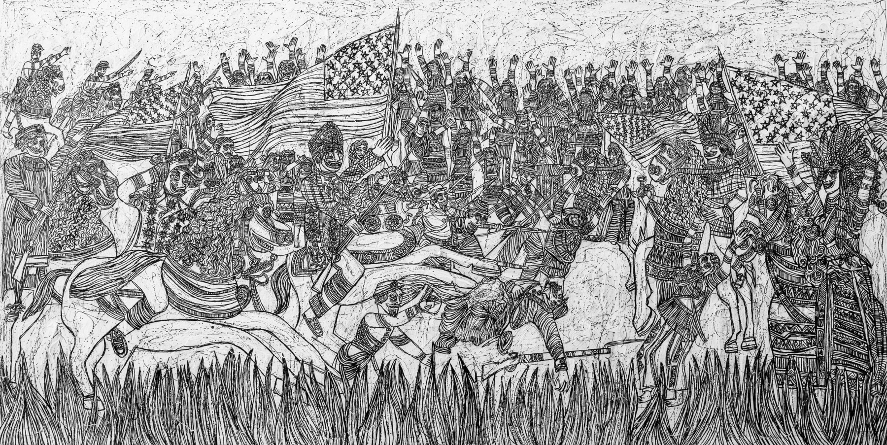 Federico_Solmi_The_Grand_Encounter_24 x 48 x 1 in_OnWoodPanel_large