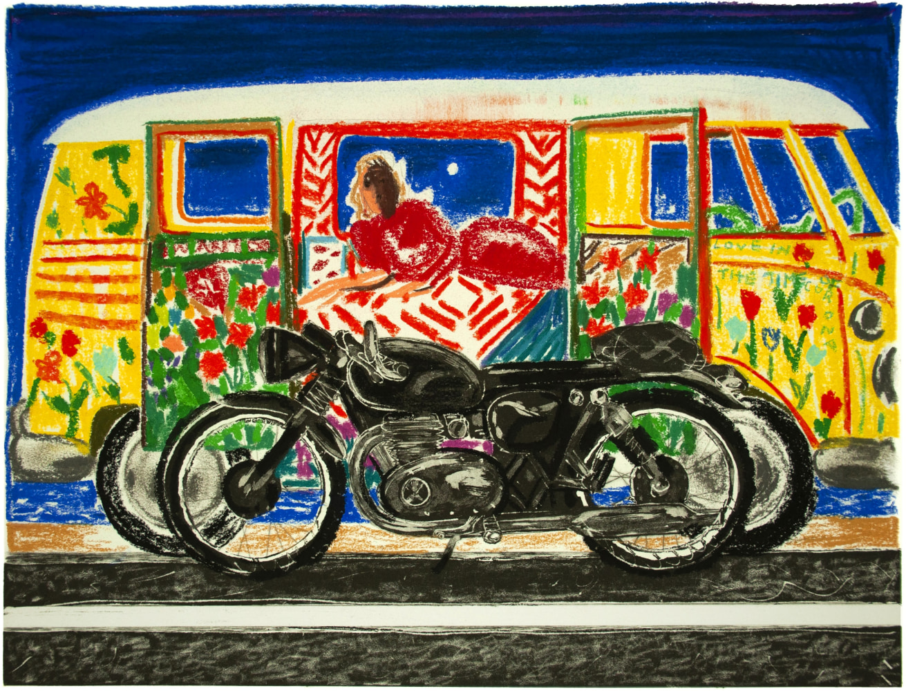 Erik Olson
Big Sur, 2020
Oil pastel on copper plate etching
BFK Rives&amp;nbsp;cotton satin paper, 300 gsm
12.8 x 16.7 in (32.5 x 42.5 cm) Image size
16.9 x 20.9 in (43 x 53 cm) Paper size