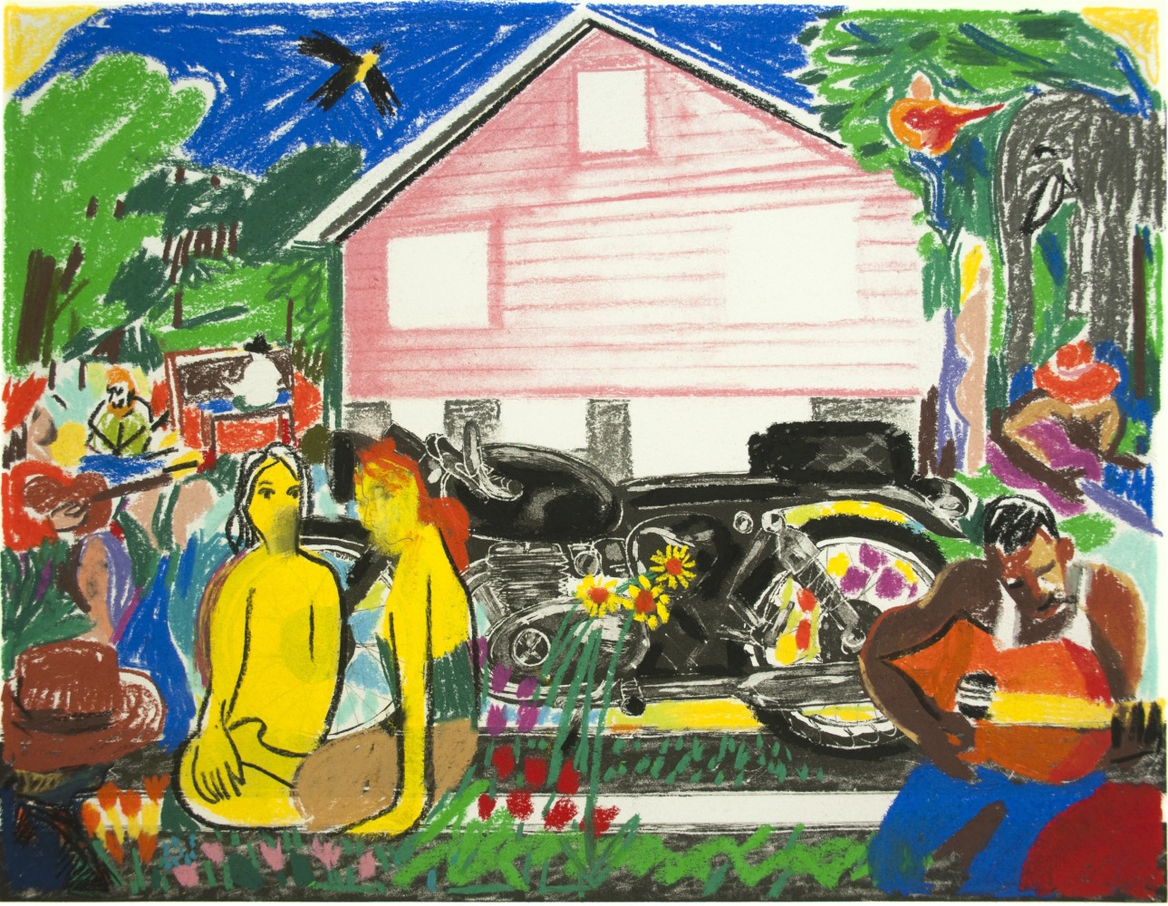 Erik Olson
Big Pink, 2020
Oil pastel on copper plate etching
BFK Rives&amp;nbsp;cotton satin paper, 300 gsm
12.8 x 16.7 in (32.5 x 42.5 cm) Image Size
16.9 x 20.9 in (43 x 53 cm) Paper Size