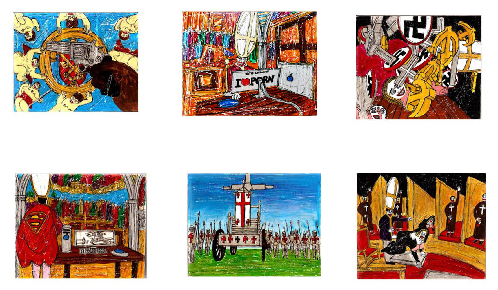Federico Solmi
The Evil Empire, 2006-2010
Acrylic on paper mounted on six canvases
Six canvases, 8 x 10 in each
FS306