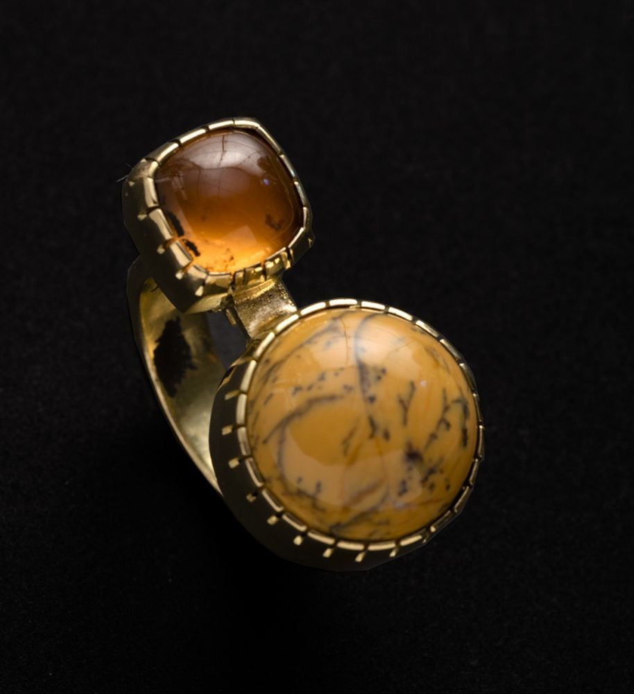 Ring, d. 2020, dendritic opal/hessonite garnet (size 7-3/4),&amp;nbsp;OC311-155