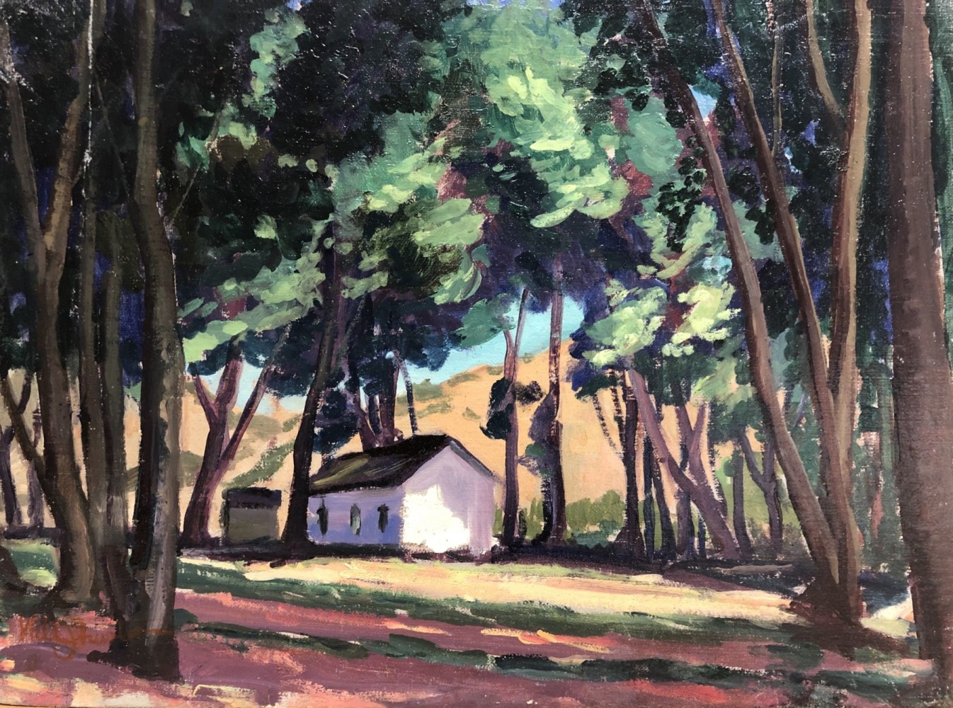 Houses in a Treed Landscape, oil on board, 12 x 16 inches, NP66-550