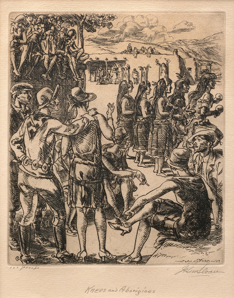 John Sloan&amp;nbsp;(1871&amp;ndash;1951)&amp;nbsp;Knees and Aborigines,&amp;nbsp;d. 1927, etching,&amp;nbsp;8 x 6 3/8 inches