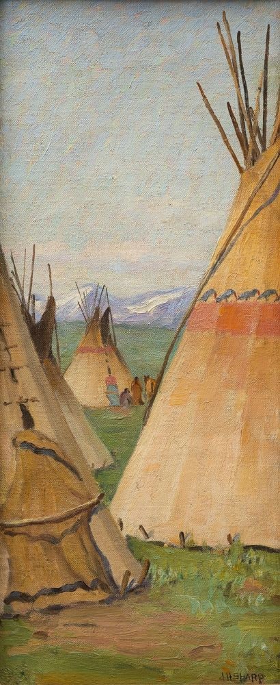 Blackfoot Afternoon, c. 1908, oil on canvas, 20 x 8 1/4 inches, OC117-3
