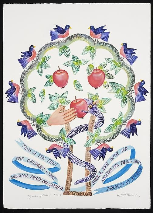 Garden of Eden, ed. no.&amp;nbsp;D-3, d. 1997, embossed painting, 40 x 30 inches, OC99