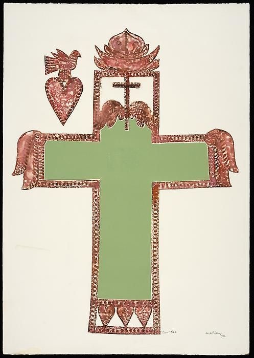 Cross, ed.&amp;nbsp;no. 20, d. 1982, embossed painting, 40 x 30 inches