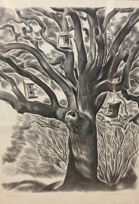 Bird Houses, lithograph, 15 x 11 inches, OC68-13