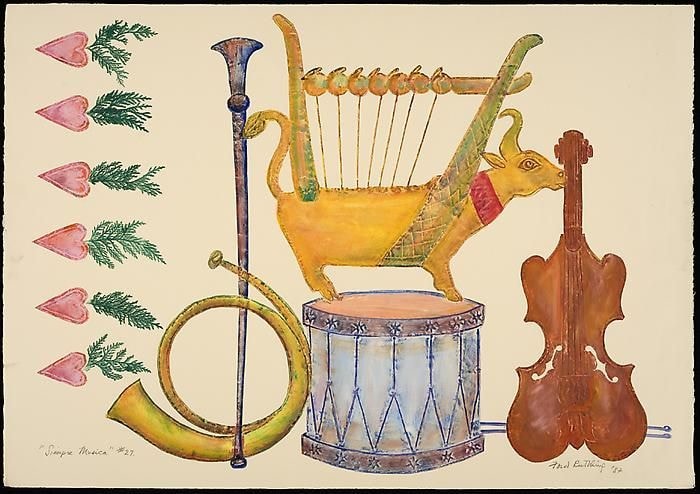 Siempre Musica, ed. no.&amp;nbsp;27, d. 1987, embossed painting, 30 x 40 inches