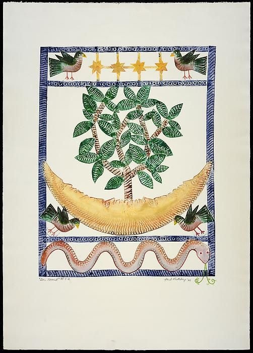 Der Mond, ed. no.&amp;nbsp;5-A, d. 1988, embossed painting, 40 x 30 inches