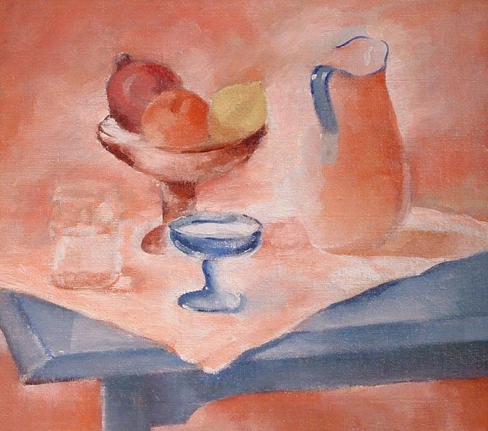 Still Life with Fruit and Pitcher, d. 1926, oil on canvas, 18-1/4 x 20-1/4 inches