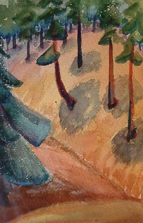 Trees, watercolor on paper, 9-1/8 x 6 inches, NP66-13