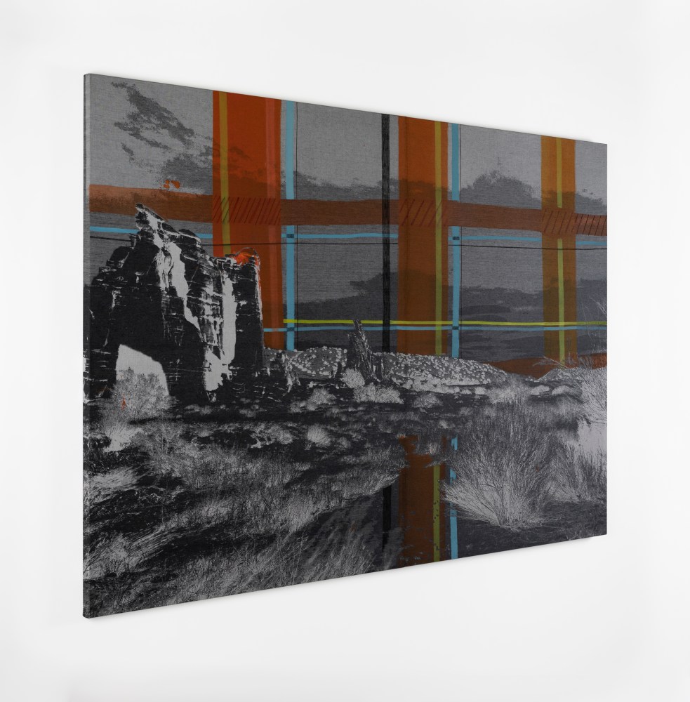 Caragh Thuring
Desire Lines
2019
acrylic, gouache, oil stick, charcoal on woven linen and cotton
147.5 x 218.5 cm / 58.1 x 86 in
TDA10955