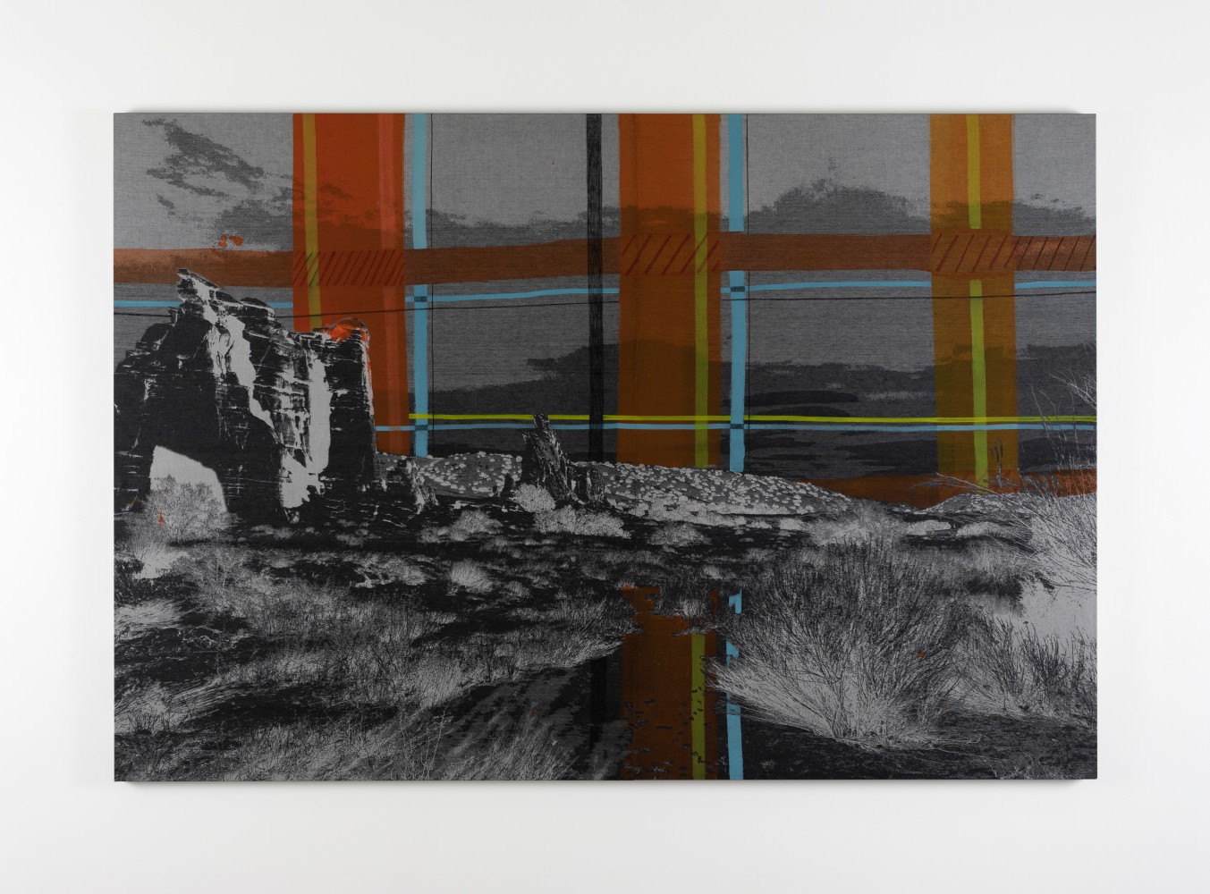 Caragh Thuring
Desire Lines
2019
acrylic, gouache, oil stick, charcoal on woven linen and cotton
147.5 x 218.5 cm / 58.1 x 86 in
TDA10955