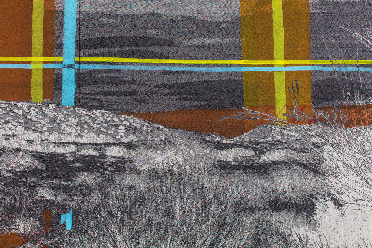 Caragh Thuring
Desire Lines
2019
acrylic, gouache, oil stick, charcoal on woven linen and cotton
147.5 x 218.5 cm / 58.1 x 86 in
TDA10955