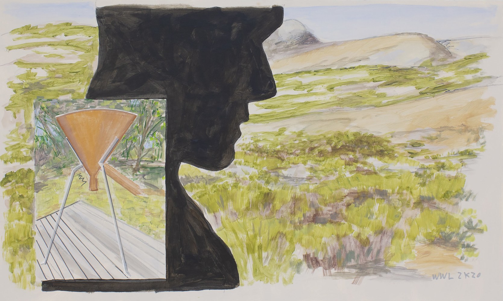 William Leavitt, Copper still, silhouette, 2020