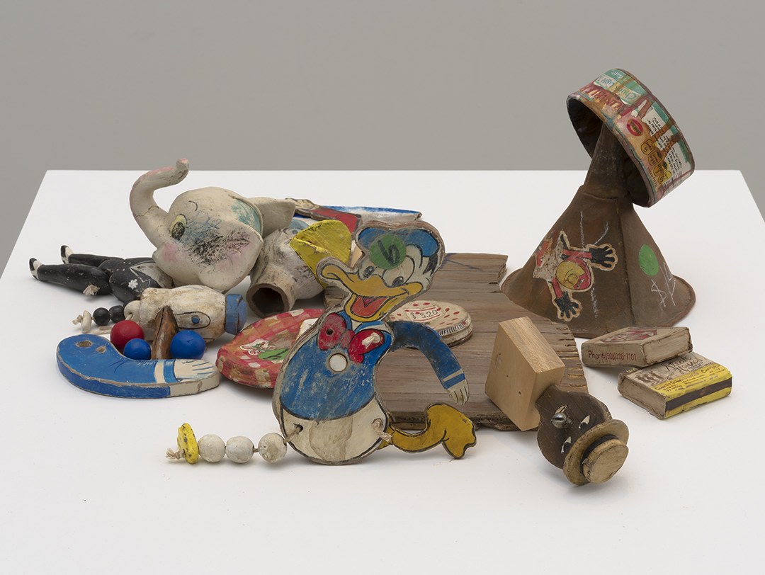 Little Heap, 2014

Unfired clay, paint, ink, crayon, wood and string

6 1/2 x 14 x 16 inches