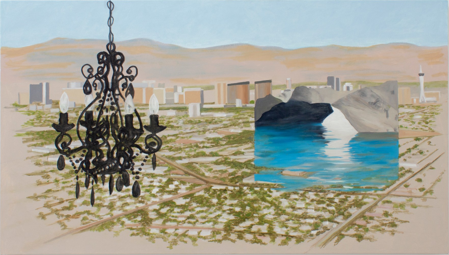 William Leavitt, Chandelier, Vegas, Green grotto, 2020