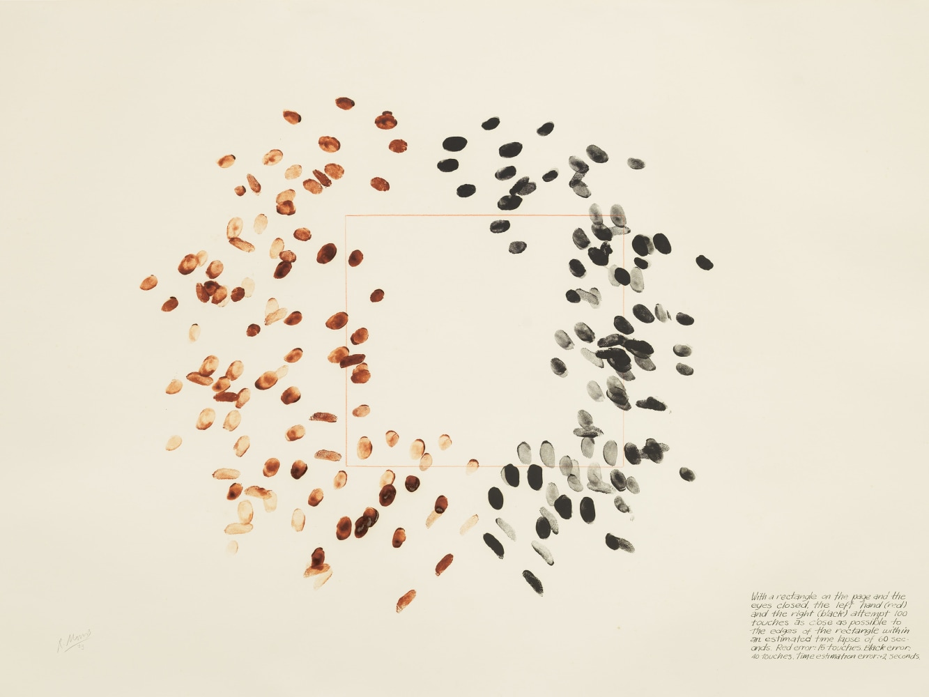 Robert Morris (1931-2018)
Blind Time I, 1973
Powdered pigment in plate oil on paper
26 x 40 inches
Signed and dated lower left recto: R. Morris 73