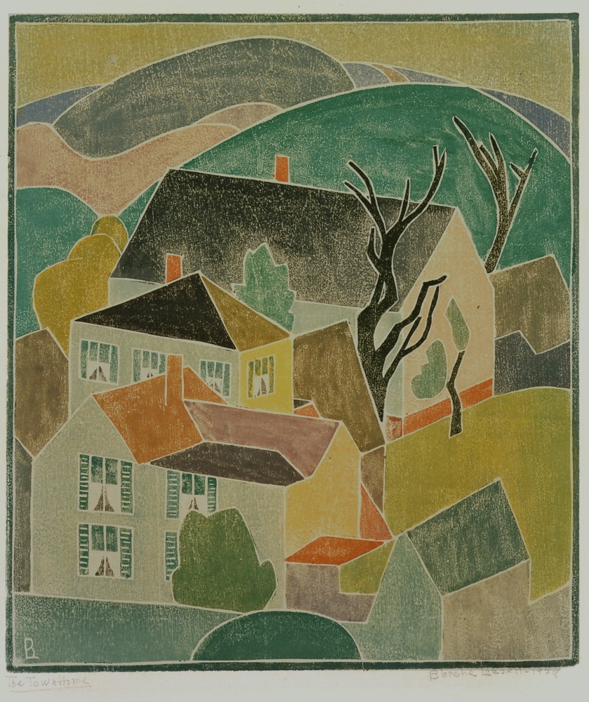 Blanche Lazzell
The Town Home, 1928
White-line color woodcut
14 7/8 x 12 7/8 inches